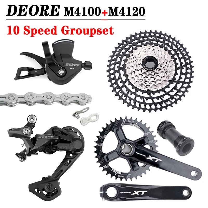 10 Speed Deore M4100 Mountain Bike Derailleurs M4120 Shifter With VG X10 Chain Flywheel 42/46/50T Cassette XT Crank 10V Groupset