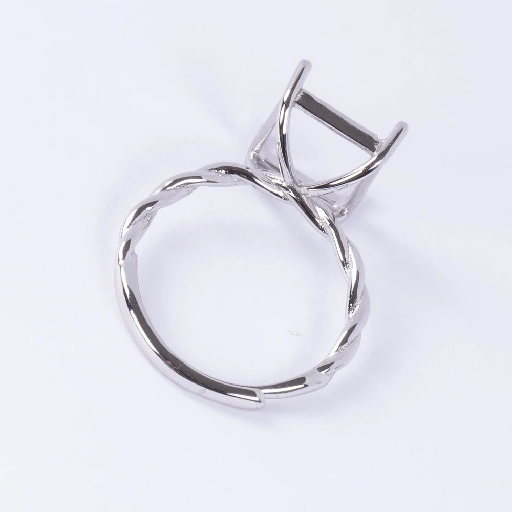 1Pc Multi-Size Vierkante Ringinstelling, S925 Sterling Zilver Materiaal, Eenvoudige Gedraaide Ringbasis, Geschikt Voor Handgemaakte Sieraden