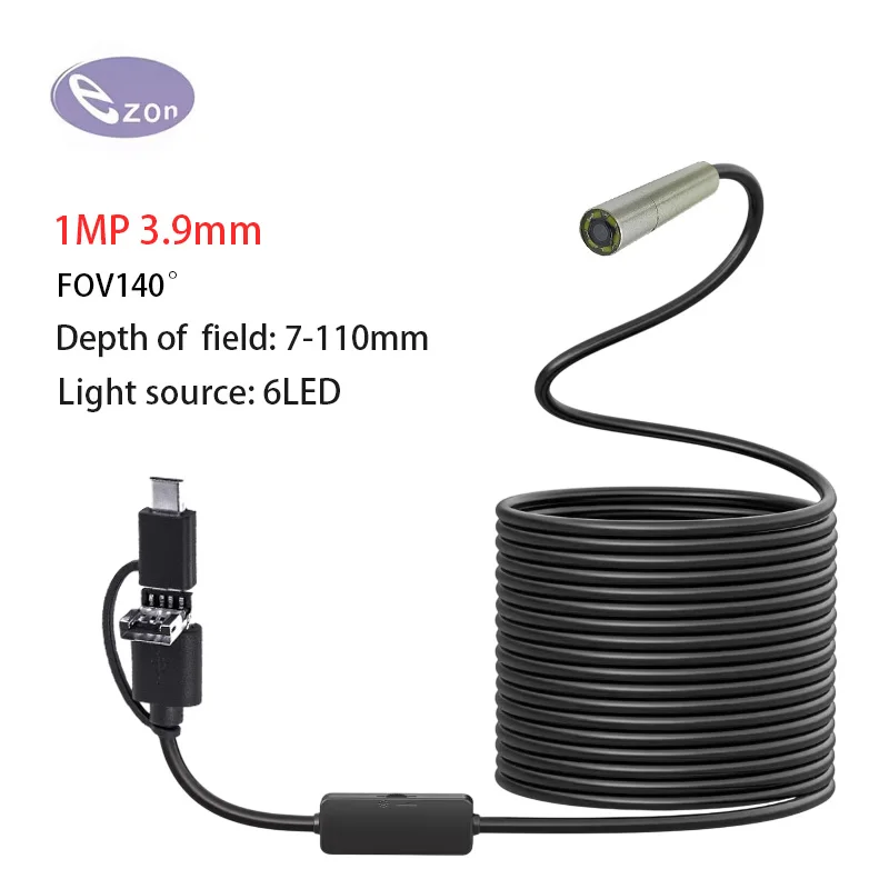 1MP 3.9mm FOV140° wide-angle mechanical inspection endoscope for precision instrument inspection 1.5m 3-in-1 soft cord endoscope
