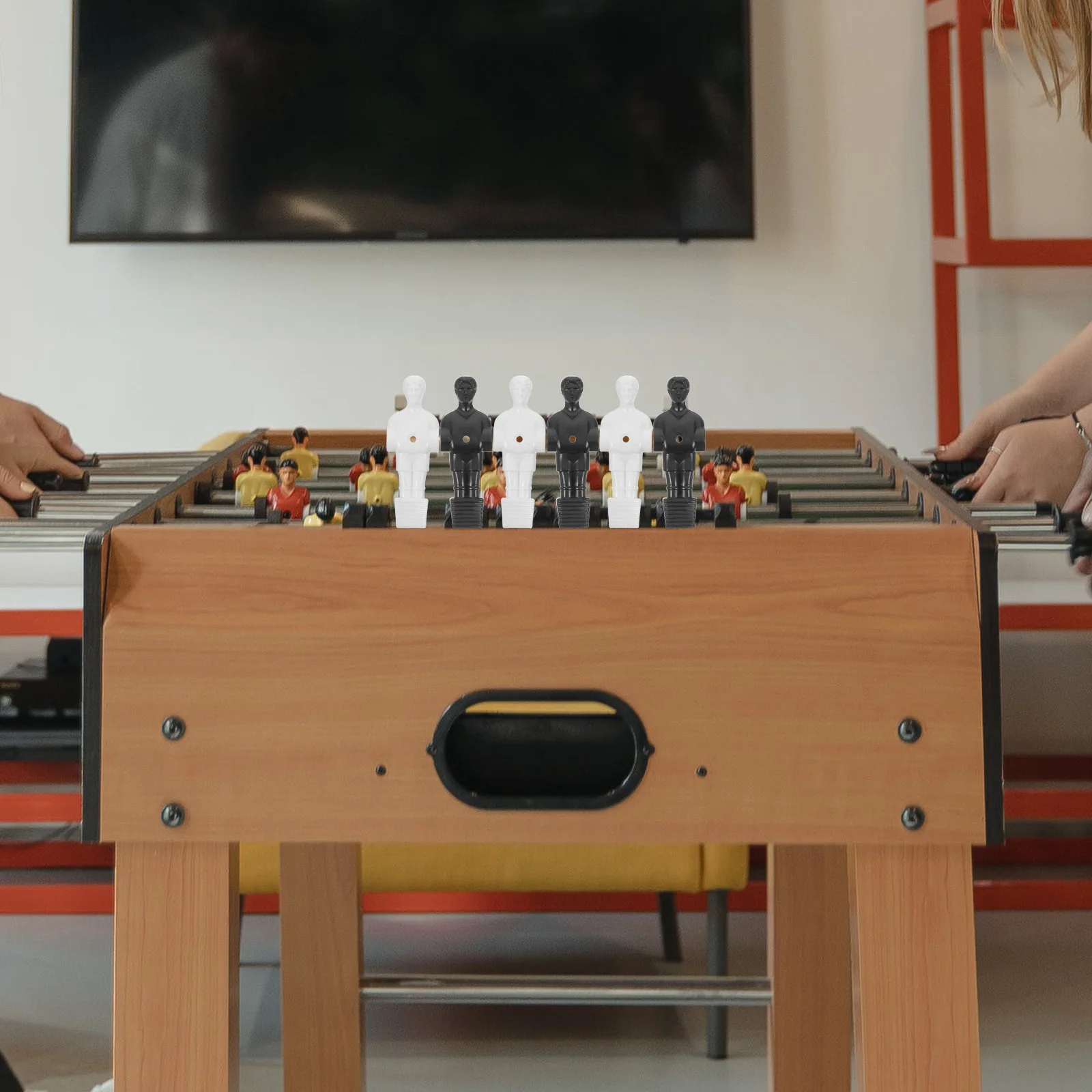 10 pçs figuras de futebol de mesa jogadores de substituição conjunto para máquina de matraquilhos durável mini futebol masculino acessórios decoração do quarto preto