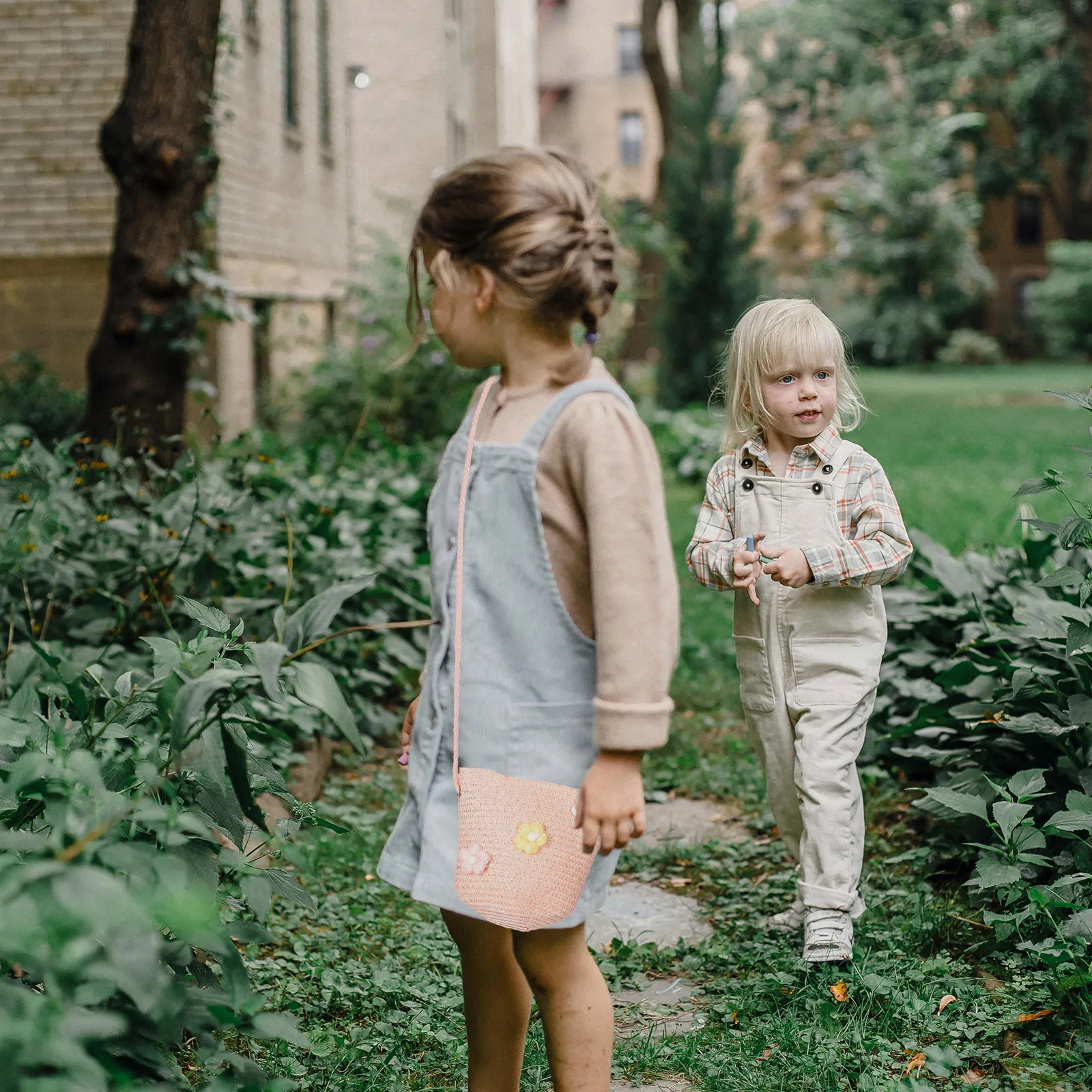 

2 Pcs Beach Kids Summer Bag Set Beach Toddler Purse Vacation Straw Hat UV Protection Foldable Fedora Hat