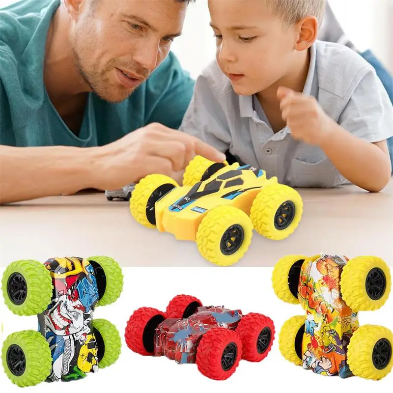 Mini Inertia Car Toys for Children Collision Automatic Turnover Double-Sided Running Car Toy Boys and Girls Fun Interactive Toys