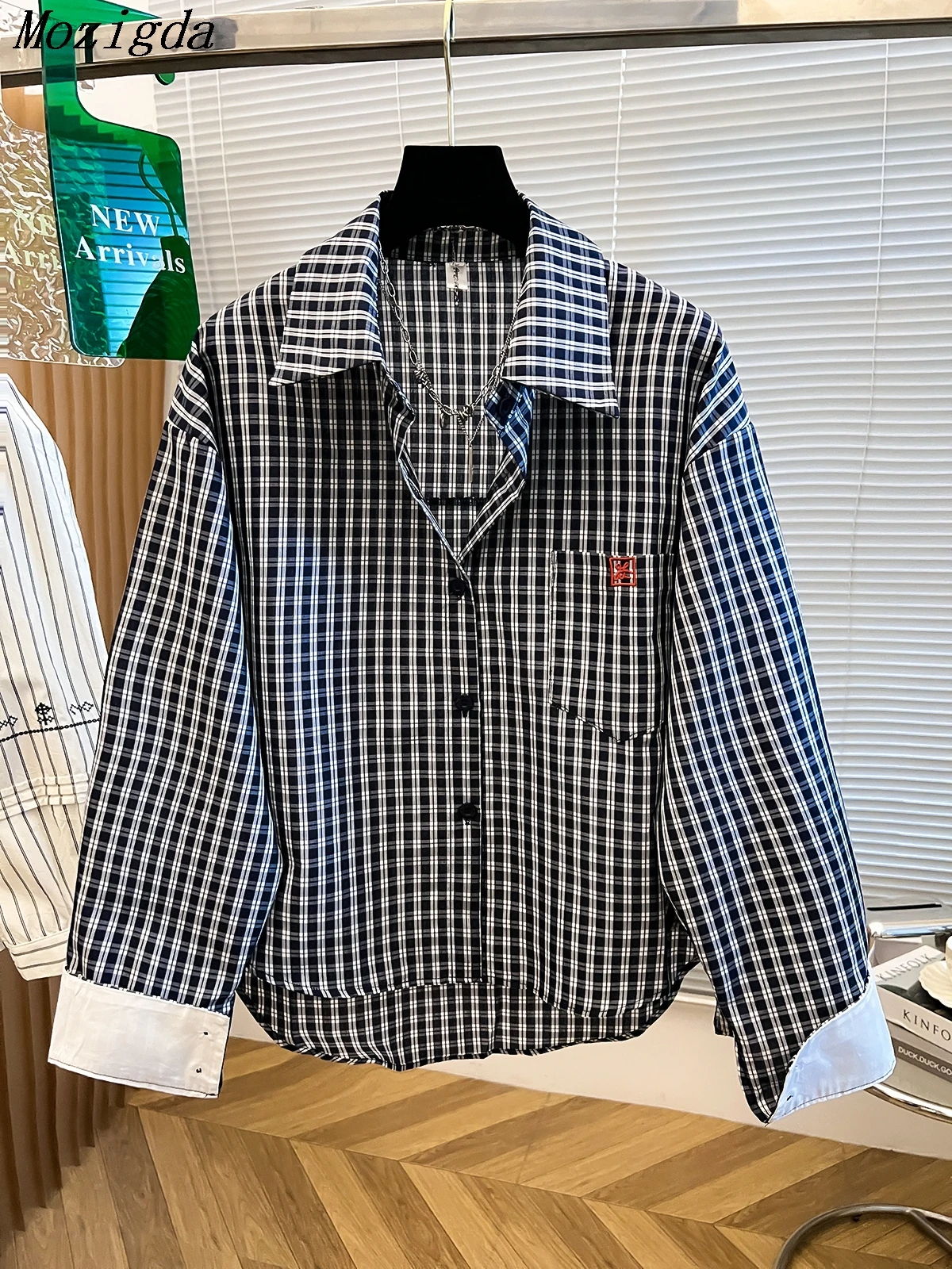 

Women Long Sleeve Casual Plaid Shirt New Arrival Spring Vintage Style Turn-down Collar Loose Female Cotton Tops Shirts