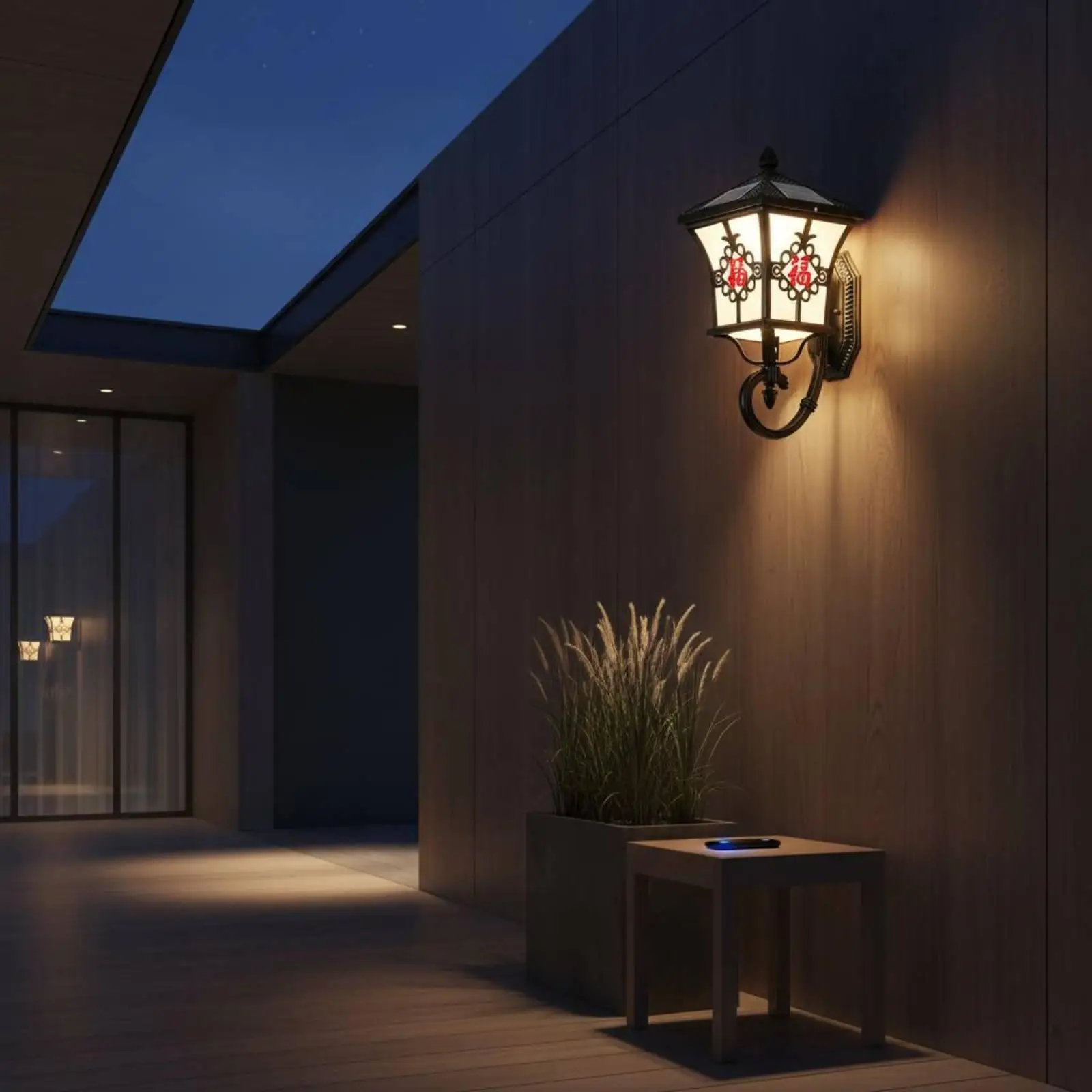 Solar Led Outdoor Wall Lamp Elegant Lantern Waterproof Garden Light for Villa and Patio - view 2