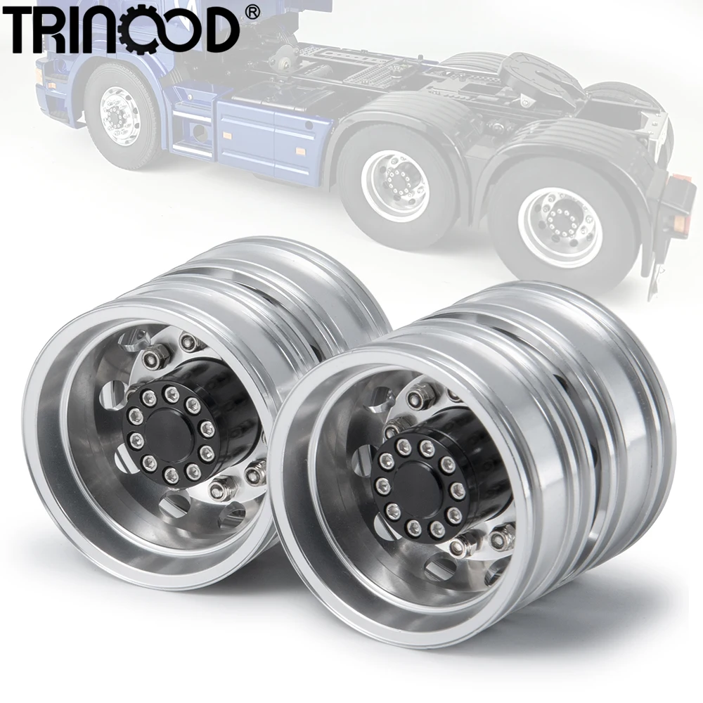 Jante de moyeu de roue arrière en alliage d'aluminium TRINOOD pour camion benne RC Tamiya 1/14 SCANIA 770S R620 VOLVO Arocs MAN – Pièces de mise à niveau