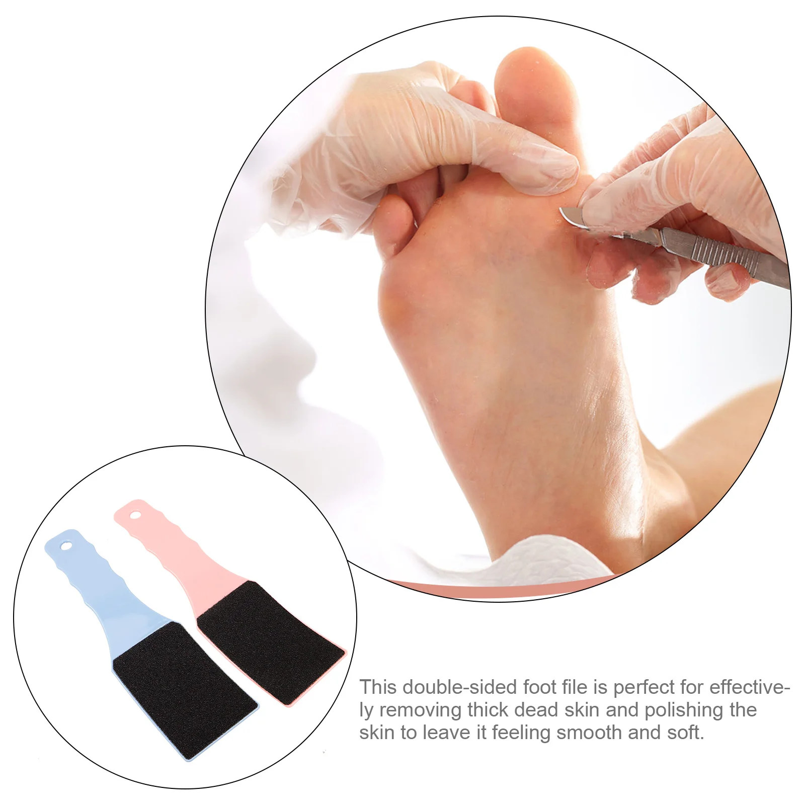 

2Pcs Foot Exfoliating File Dead Skin Remover Double Sided Rasp Curved Handle Comfortable Grip Easy Wash Foot Rasp File