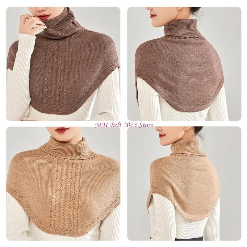 

49ME Knit Shawl Scarf Winter Warm Scarf For Women Neck Wrap Knitted Elastic False Collar Scarf Warm Winter Cycling