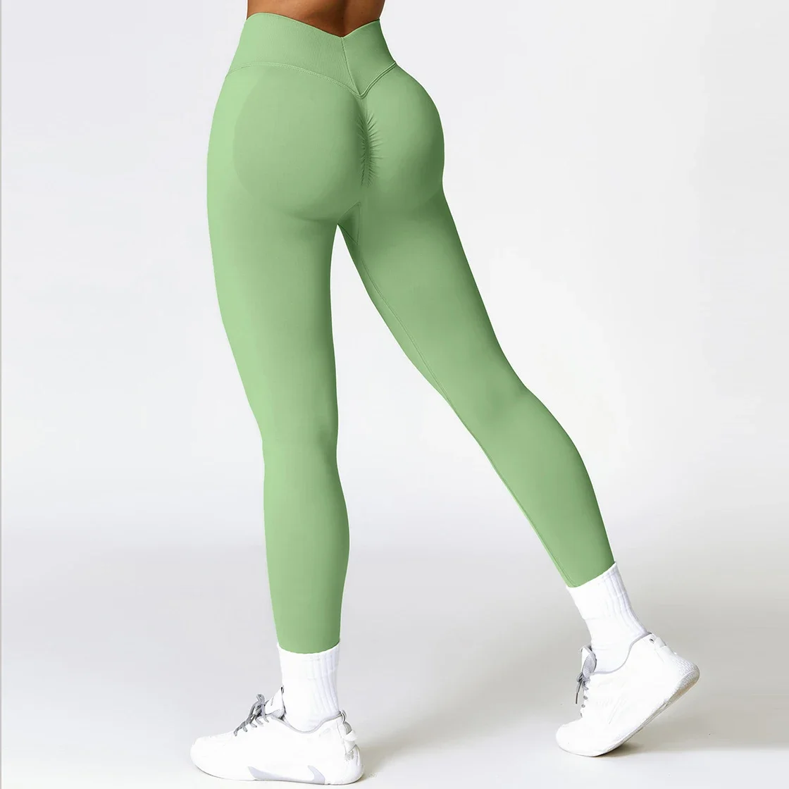 Mallas deportivas con espalda en V para mujer, pantalones atléticos para Fitness, gimnasio, Yoga, mallas con Control de Scrunch, mallas de entrenamiento para ejercicio y correr