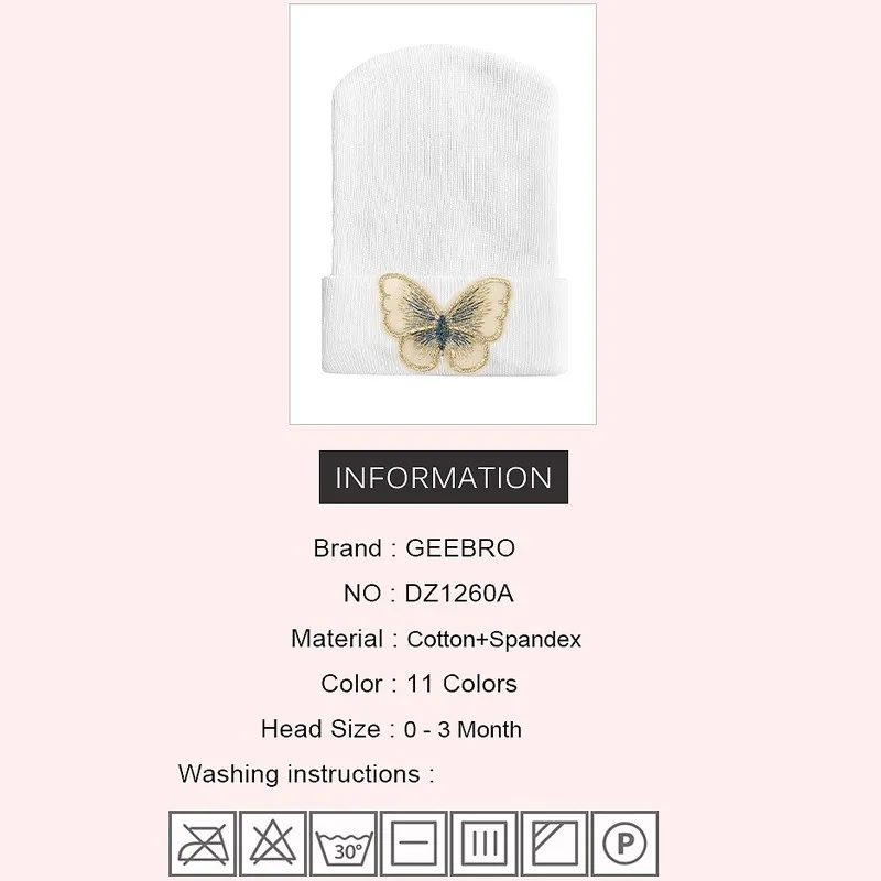 Newborn Baby Girls Butterfly Crown Beanie Hats Boys Kids Star White Hospital Cotton Hat New Born Baby Photography Props Stuff