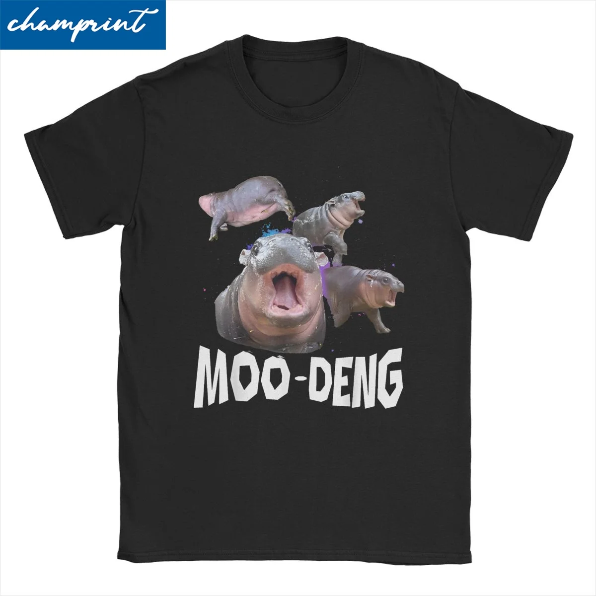 Men Women T-Shirts Famous Baby Pygmy Hippo Moo Deng Hipster Pure Cotton Tee Shirt Funny Animal T Shirt Clothes Plus Size