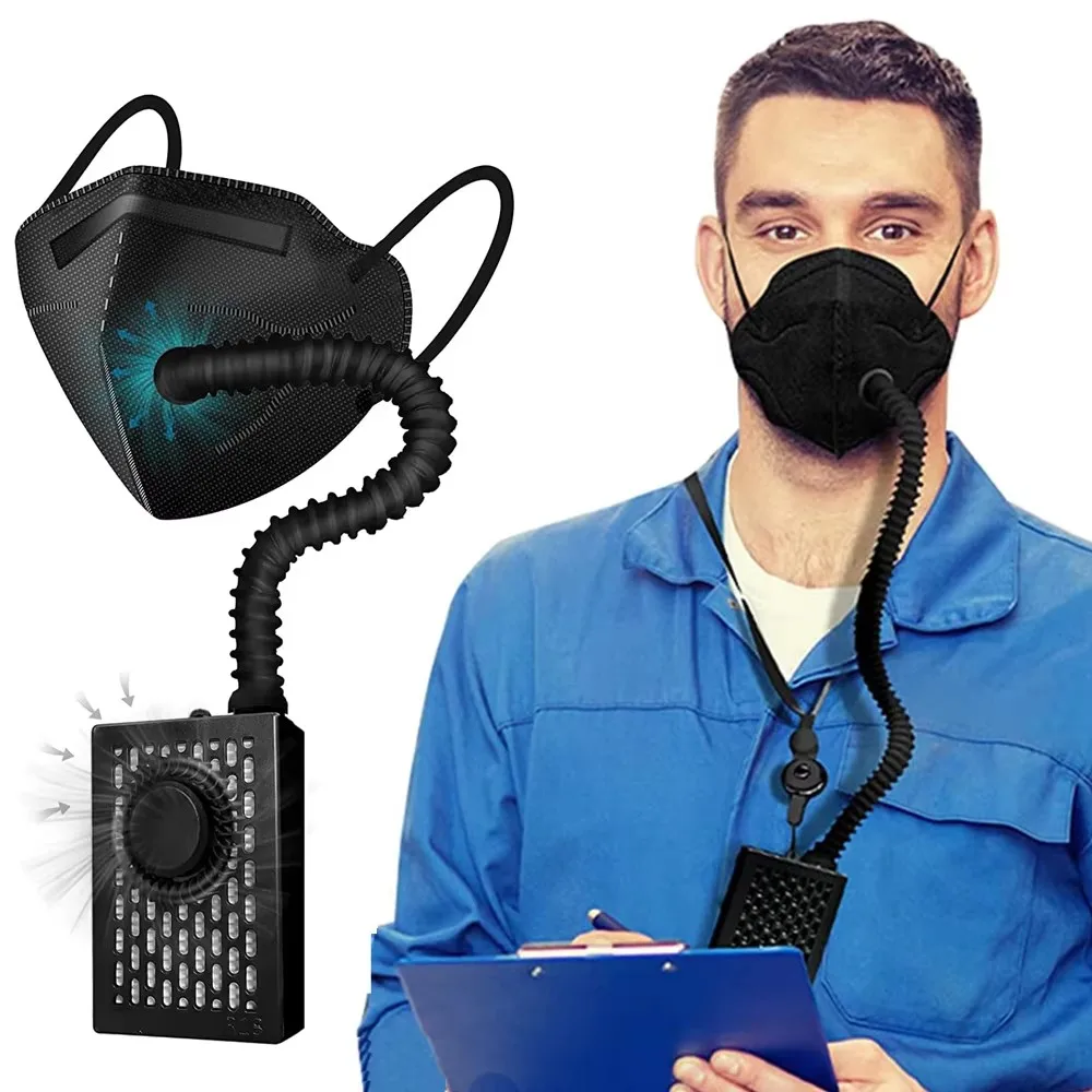 PAPR Powered Air Purifying Respirator Mask with Fan, KN95 Replaceable Filter, Rechargeable Personal Air Purifier for Dust, Woodworking, Construction