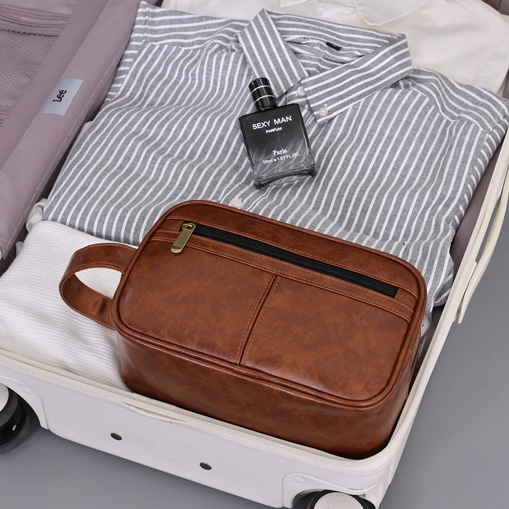 Tas Perlengkapan Mandi Mewah Antik Pria Tas Cuci Organizer Penyimpanan Gantung Pria Kotak Rias Kosmetik Bisnis Penting untuk Perjalanan