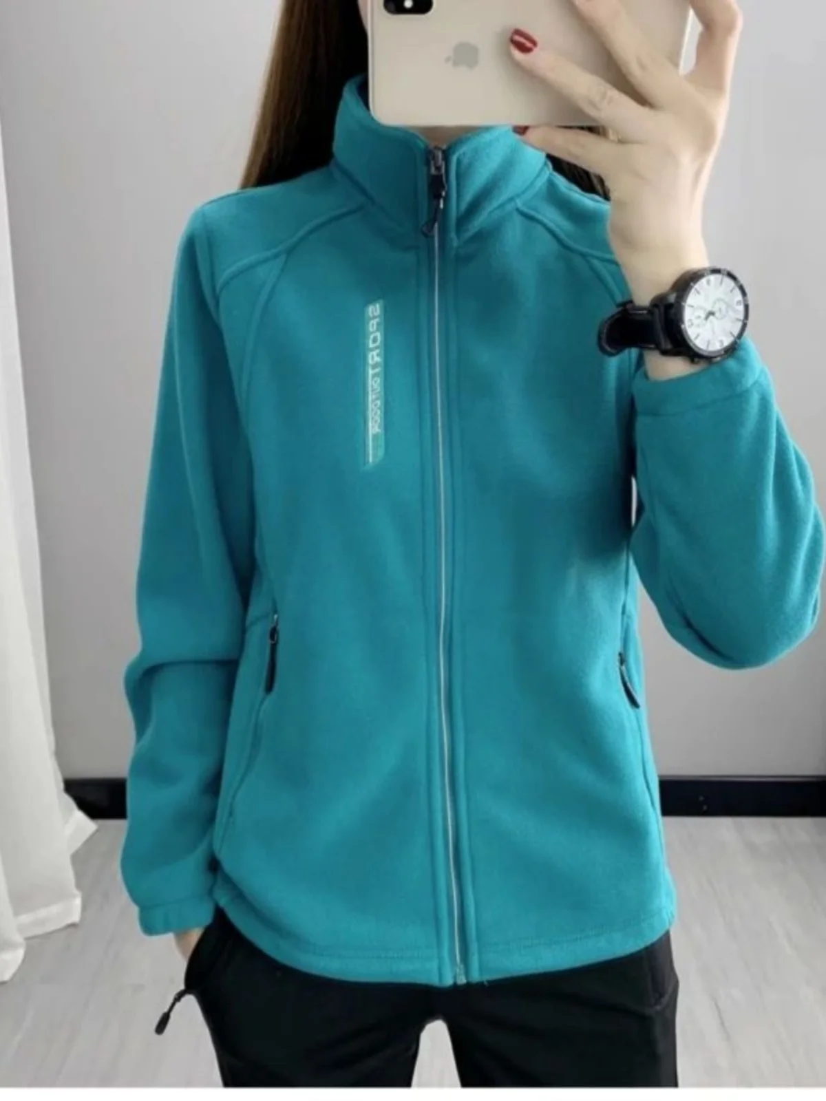 Damen Thi Stehkragen Mehrfarbig Jaet Loose Fit Long Sve Reißverschluss Street Sle Spring Oberbekleidung