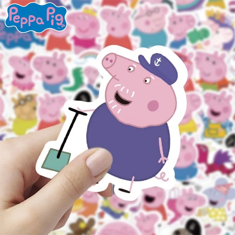 120pcs Kawaii Hasbro Peppa Pig Sticker Cute Cartoon Hand Book Decoration Sticker Girls' High Beauty Sticker Cute Holiday Gift