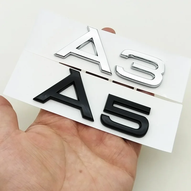 3D ABS Chrome Black Logo A1 A2 A3 A4 A5 A6 A7 A8 Emblem Car Rear Trunk Badge Sticker Decals for Audi Auto Decorative Accessories image 3