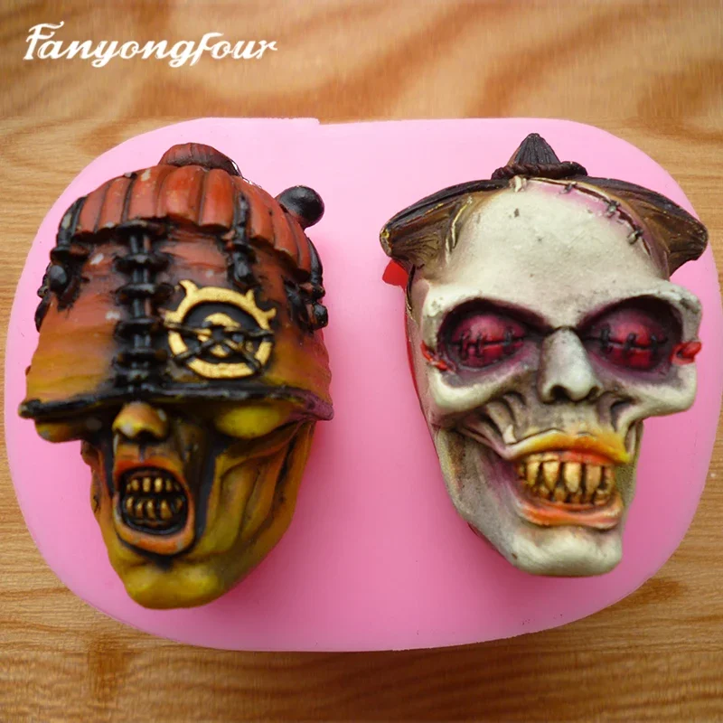 

3D Terrifying Skull Silicone Mold Handmade Gypsum Resin Tool