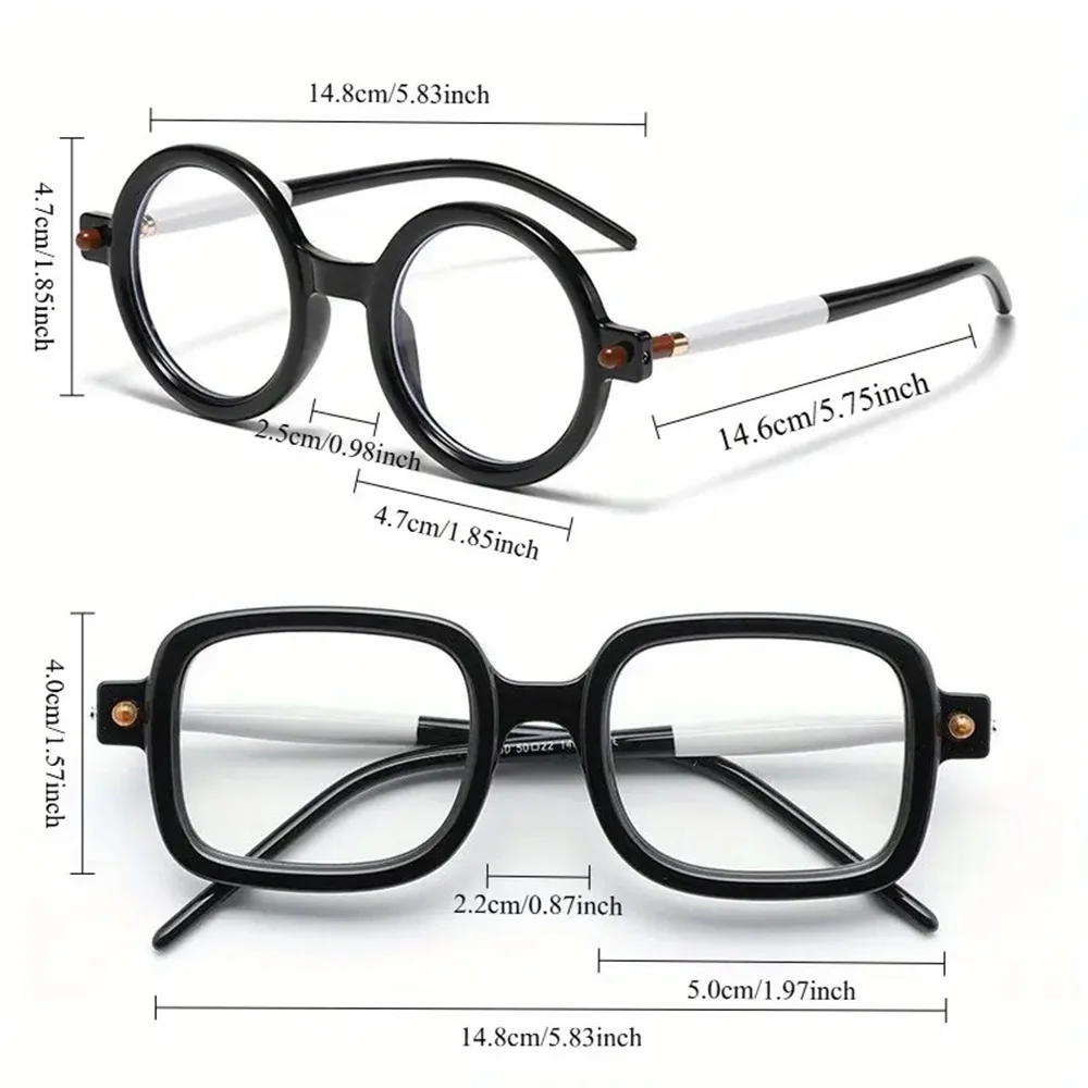 نظارات قراءة كلاسيكية مستديرة مربعة جديدة مضادة للضوء الأزرق إطار معدني نظارات متينة مريحة طويل النظر شحن سريع