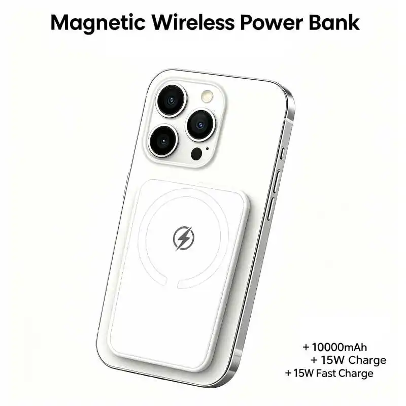 Ultra Slim 10000mAh Magnetic Power Bank 15W Wireless 25W PD Fast Charge Portable Battery Pack for iPhone 17 16 15 14 MagSafe Compatible