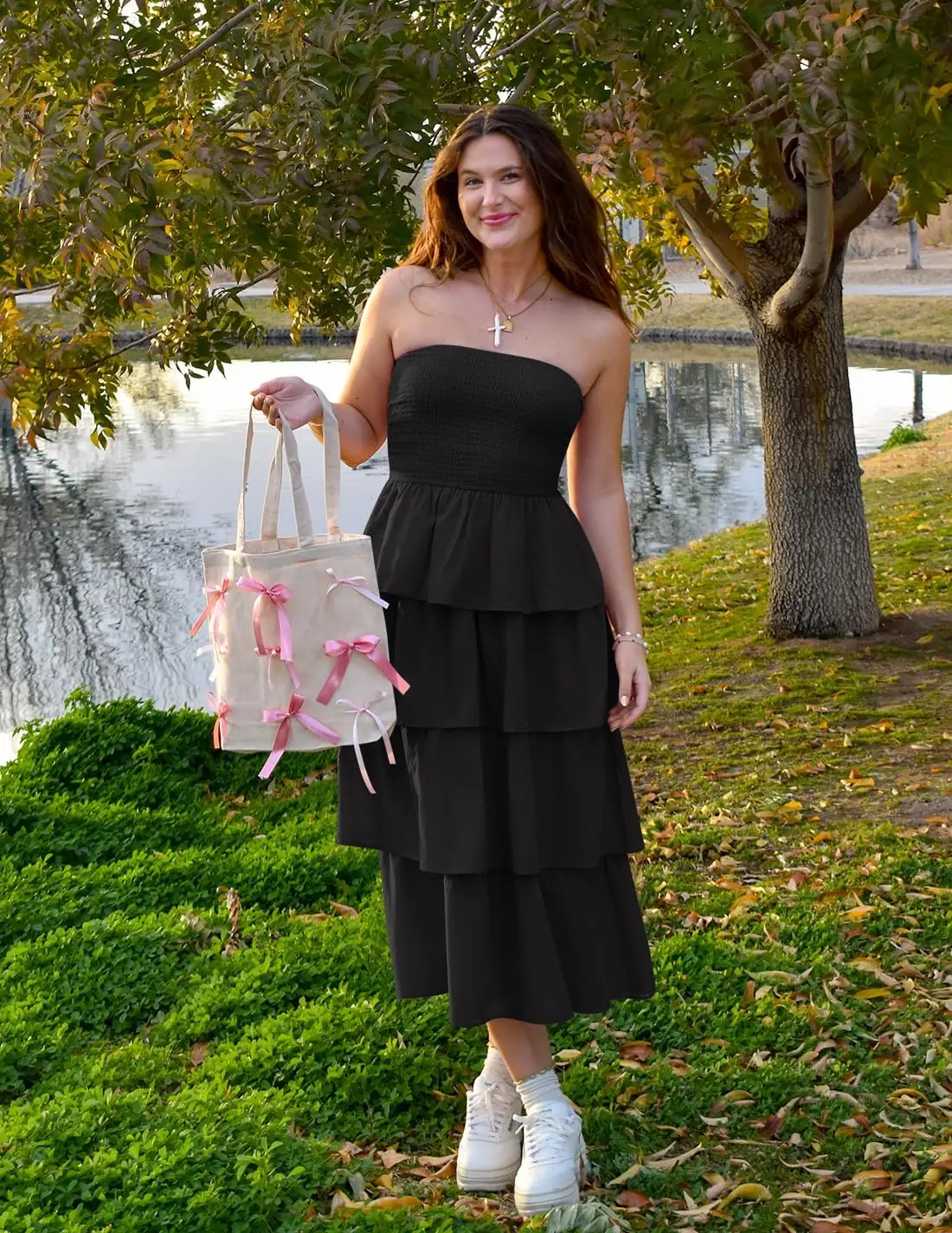 Feminino verão boho sem alças maxi vestido casual sem mangas fora do ombro smocked em camadas praia longo vestido de noite