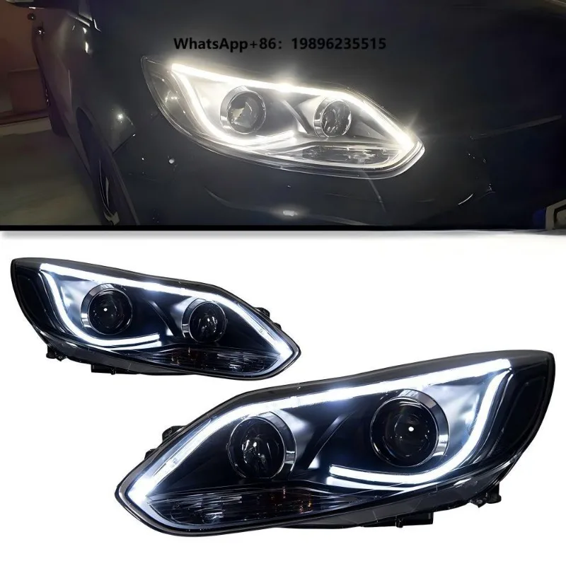 For 2012-2014 Headlight Assembly Retrofit 12V LED Daytime Running Lights Dual-Beam Projector with Xenon