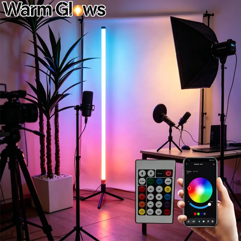  Color Changing RGB Floor Lamp Remote Control Bluetooth App Control Corner Ambience Lamp USB Power Dimmable Standing Light
