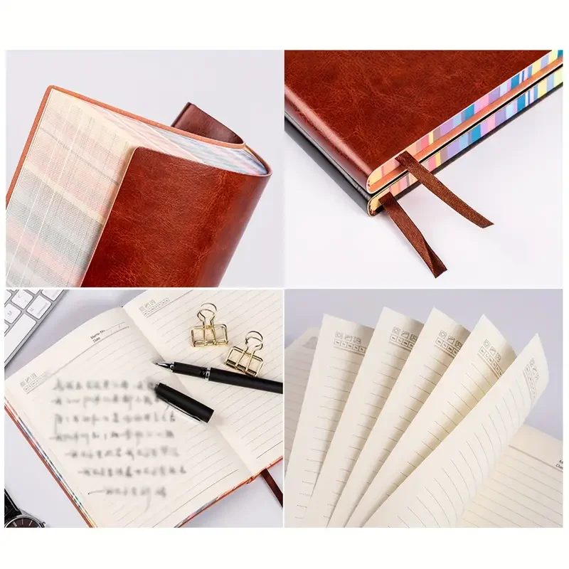 1pc A5/A6 Cute Notebook With Rainbow Border 200page Lined Papers For Student Record Drawing Excerpt School Office Supplies