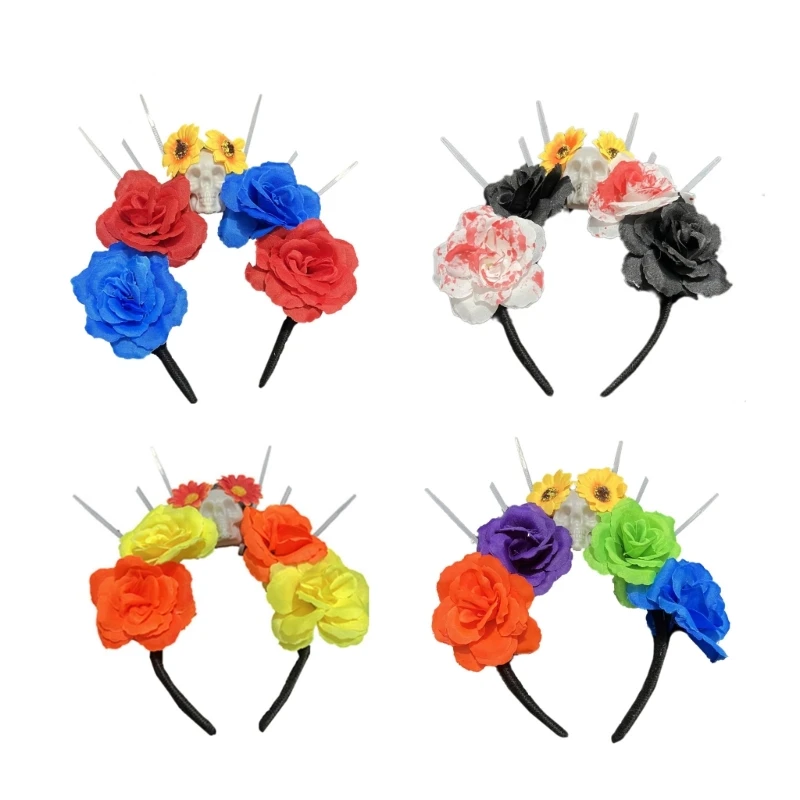 

YUYU Flower Headband Halloween Headbands Day of The Dead Headwear for Party