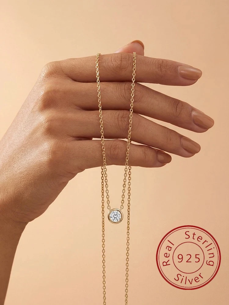 925 Sterling Silver 4mm 6.5mm Minimalism Personalized Round Zircon Necklace For Women Anniversary High Quality Fine Jewelry
