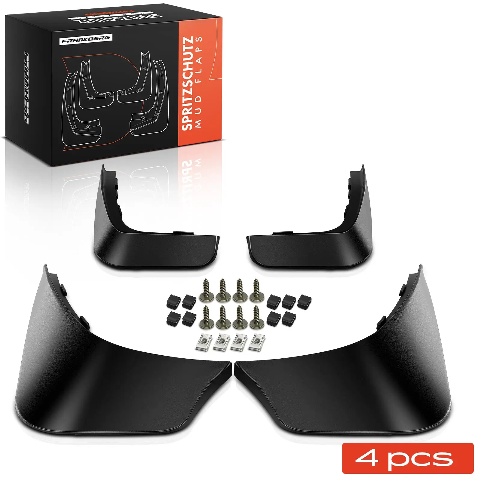 Frankberg 4x spatbeschermers voor en achter voor Smart Fortwo Coupe Cabriolet 45L