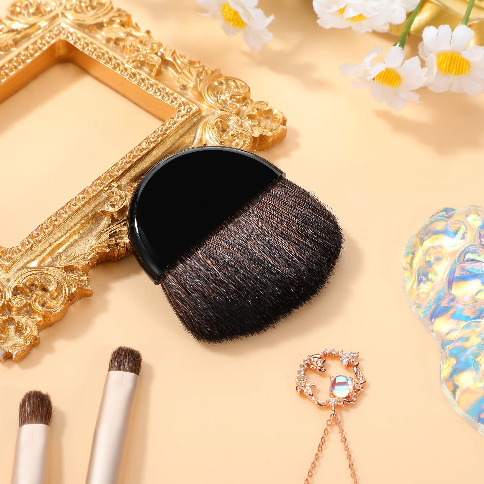 ブラッシュブラシソフトナイロン毛ポータブルトラベルメイクブラシ多機能フェイスパウダーコンターツール女性のための日常使用