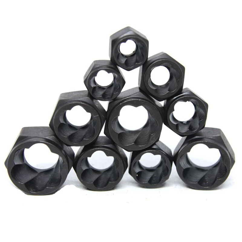 10-Piece Nut Removal Nut Damage Bolt Extractor Hexagon Nut Removal Tool Set High Durable