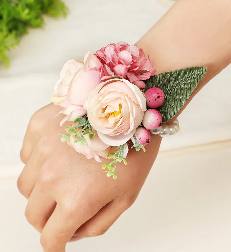 Nieuwe Stijl Stijl Stereoscopische Bloemen Bruids Pols Corsage/Bruidsmeisje Pols Corsage 1246