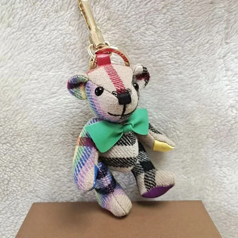

New bear pendant cashmere plaid handmade teddy bear basic trench coat bear car pendant keychain bag pendant