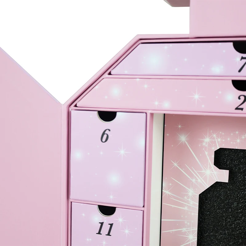 Customization.Victoria Secret 12 Day Paper Boxes Empty Pink Perfume Bottle with Box Perfume Packaging Advent Calendar
