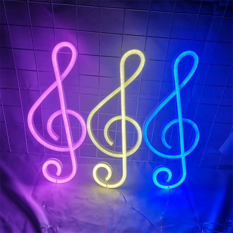 Music Notes Neon Lights USB or Battery Powered Music Style Bedroom Holiday Party Wedding Desktop Decoration Creative Light