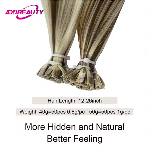 Straight Human Hair Extension By Fusion Flat Tip Keratin Capsules 0.8g/ 1g/Strand 50pcs Natural Hair Extension Ombre Blond Color - Image 4