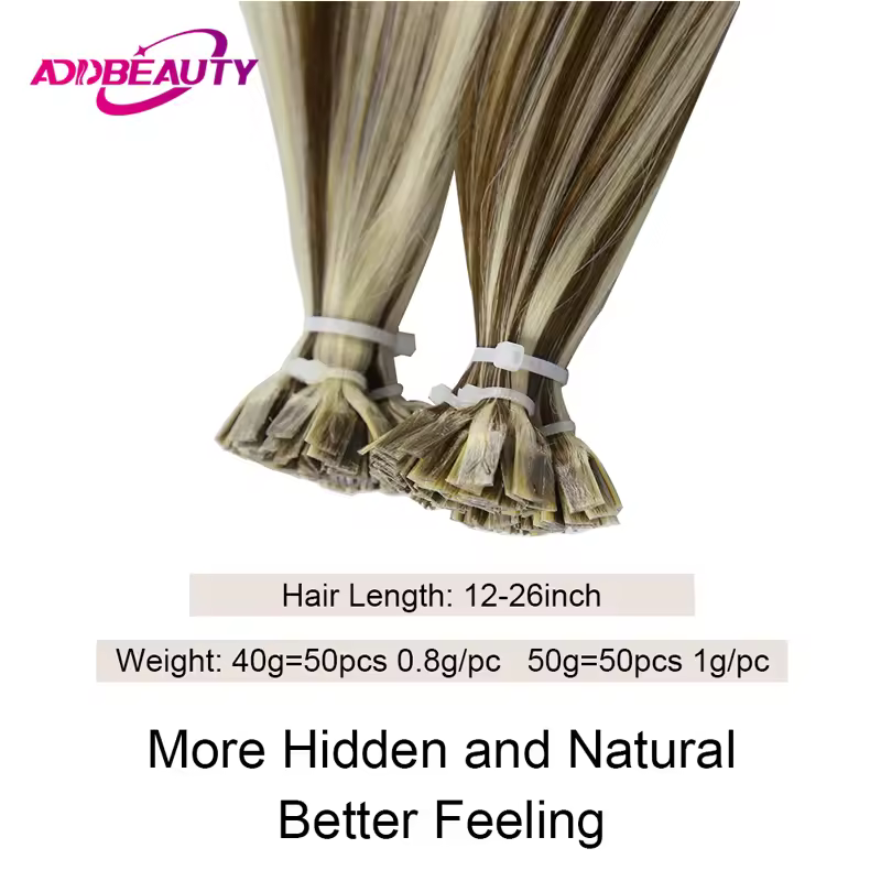 Straight Human Hair Extension By Fusion Flat Tip Keratin Capsules 0.8g/ 1g/Strand 50pcs Natural Hair Extension Ombre Blond Color - Image 4