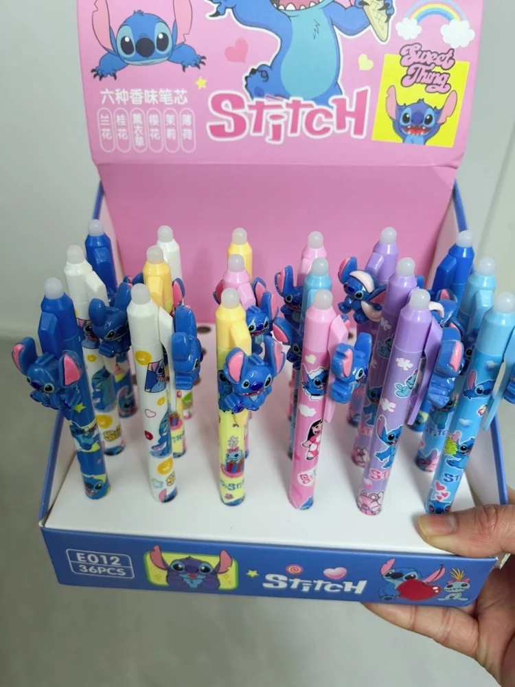 

Cute Stitch Erasable Gel Pen Cartoon Lilo 0.5 Black Signature Pen Student Stationery Gift Kawaii Ballpoint Pen Random 6pcs
