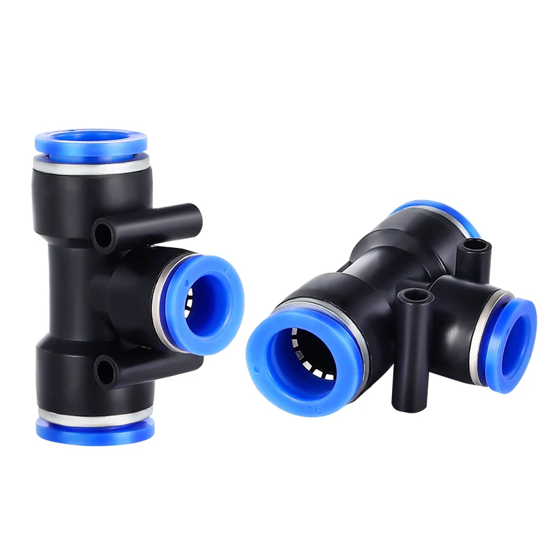 

20/100pcs PE Air Connectors Pneumatic Fitting Quick Connect 4mm 6mm 8mm 10 12MM Tee 3Way Plastic Pipe Water Hose Tube Connector