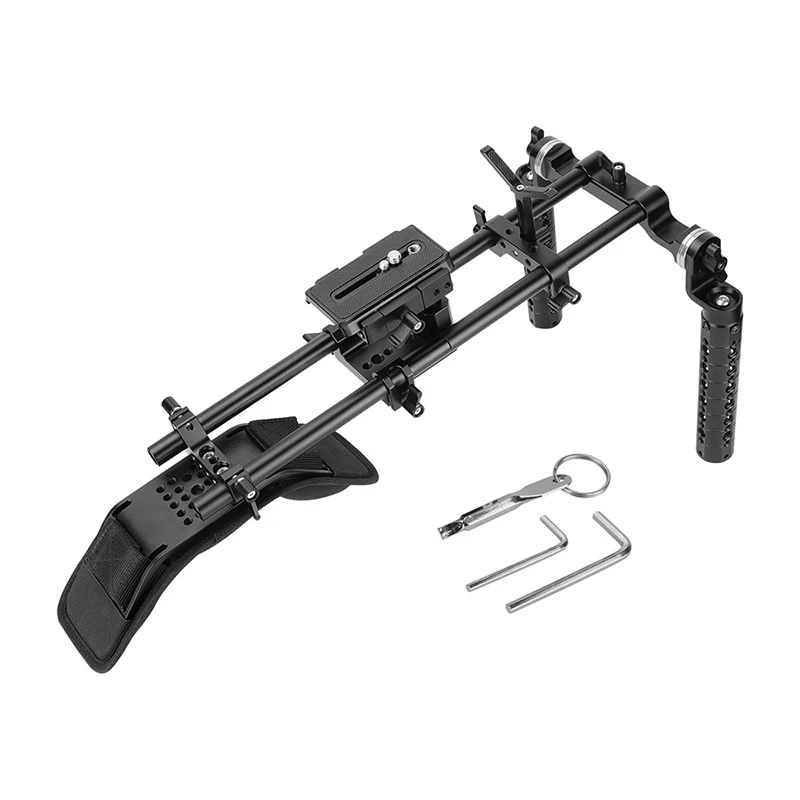 CAMVATE-Plataforma de montaje de hombro de mano con placa base de liberación rápida Manfrotto y empuñadura de doble ARRI Rosette para cámaras, videocámaras