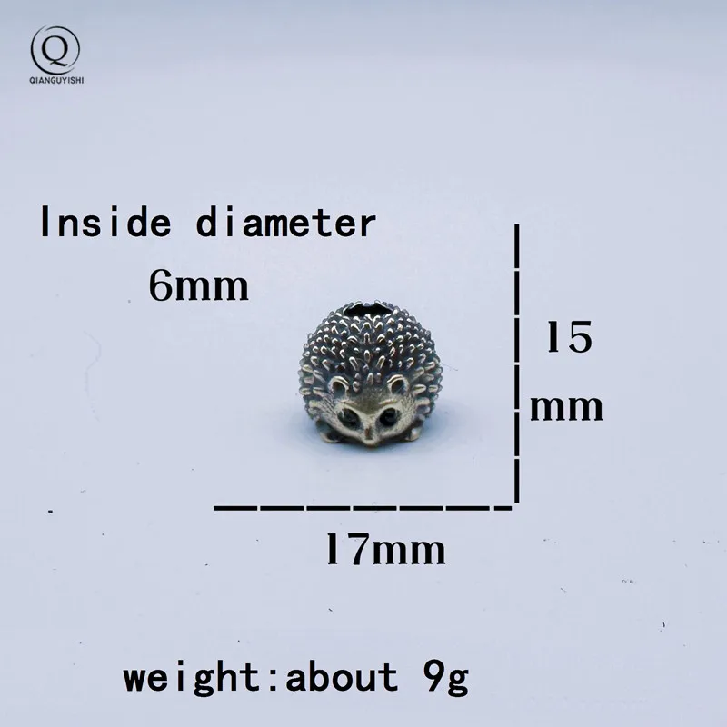 Cute hedgehog Brass Knife Beads Punk EDC Outdoor DIY Paracord Woven Bracelet Accessories Lanyard Pendants Flashlight Hangings