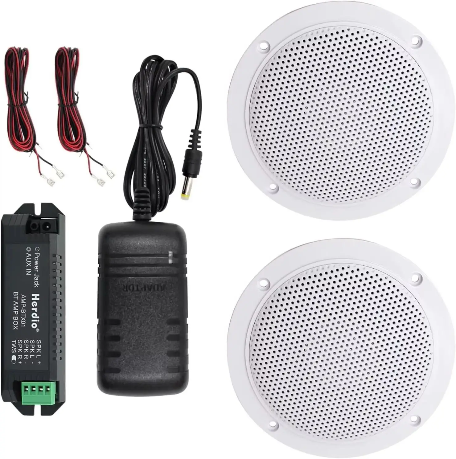 

Herdio 2PCS 4 Inch 160W Waterproof Marine Speakers With Bluetooth Amplifier For Boat Yacht Home Bathroom Living Room Garden