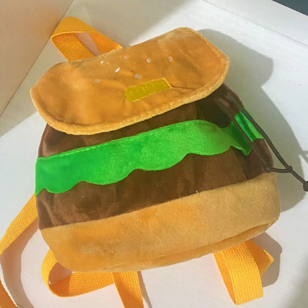 

Plush Coin Purse Book Storage Bags Large Capacity Cartoon Burger Bag Kids Pack Kindergarten School Bag Hamburger Plush Backpack