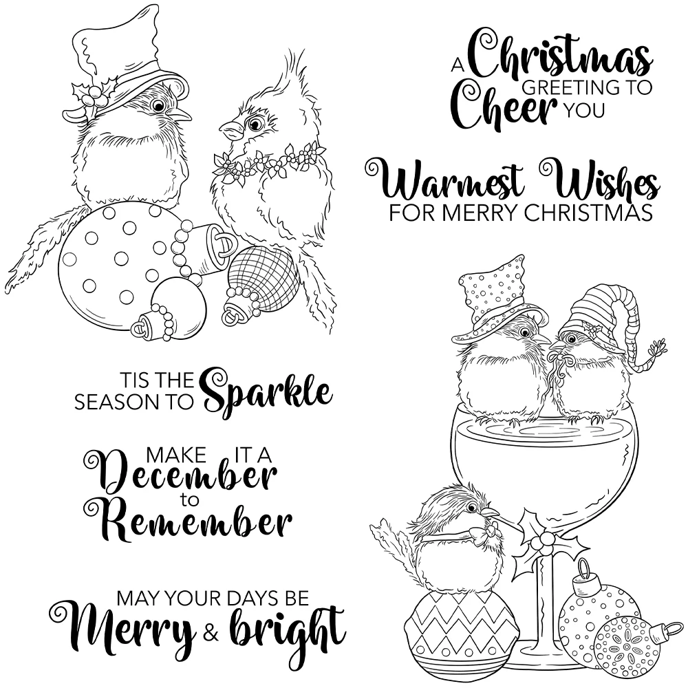 Mangocraft Cute Christmas Birds Gnome Cutting Dies Clear Stamp Stencil DIY Scrapbooking Metal Dies Silicone Stamp For Card Album