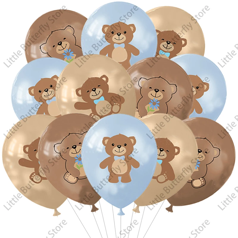 10/20/30Pcs Cute Bear Print Balloon 12 inch Brown Teddy Bear Latex Balloon Baby Shower Birthday Decorations Boy Girl Cartoon Bea