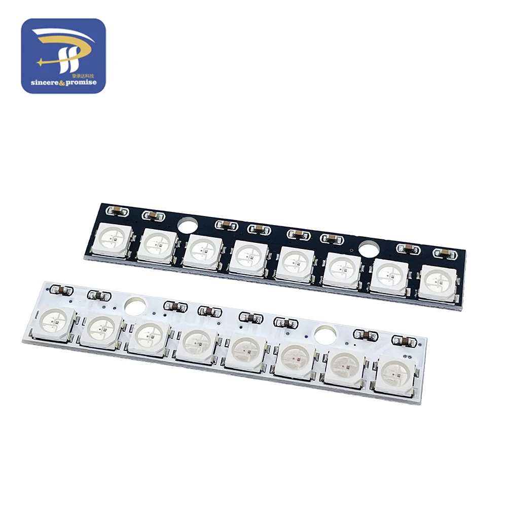 Módulo de Panel de lámpara LED completa RGB, 8x1bit, 8 Bits, WS2812, WS, 2811, 5050, 5V, WS2812B, arco iris, LED preciso para luces Arduino de 8 canales
