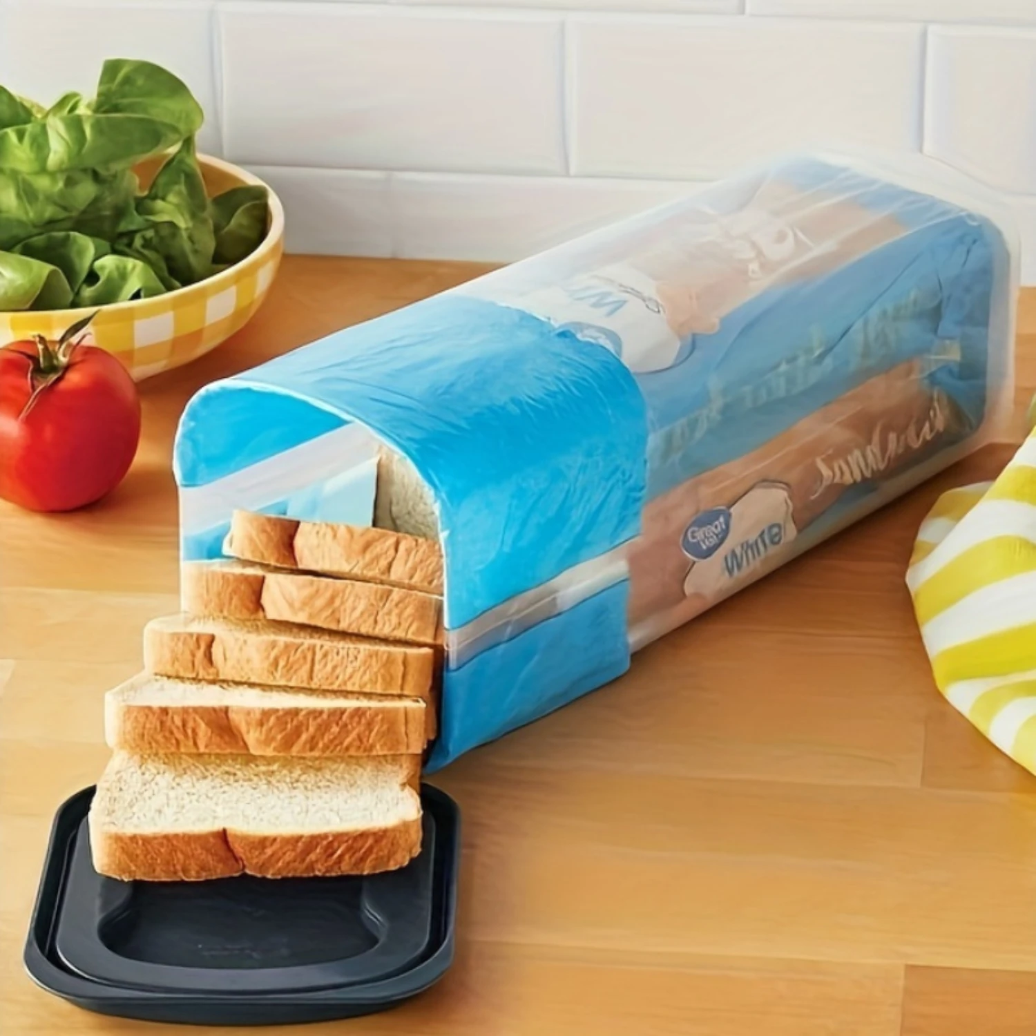 Innovative Bread  Box - Reusable, Flip-Top Plastic Container For Freshness