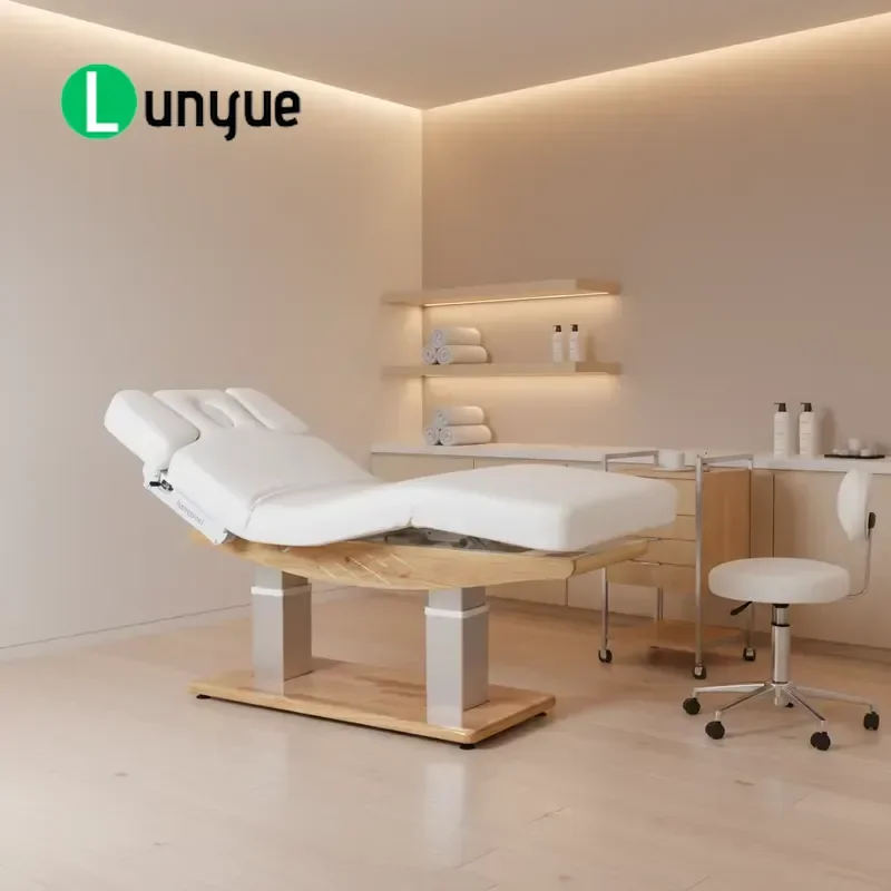 Four Motor Electric Adjustable Heating Beauty Bed for Eyelash Care Therapy Massage High Quality Deluxe Furniture