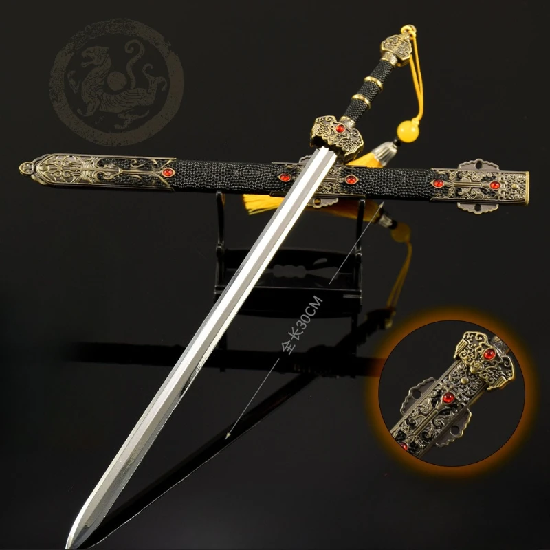 30 ซม./11.81in เย็นอาวุธอุปกรณ์ต่อพ่วง Star ดาบ Scabbard ดาบเหล็กจริงชุดหัตถกรรมของเล่นเด็กเดสก์ท็อปเครื่องประดับของขวัญ