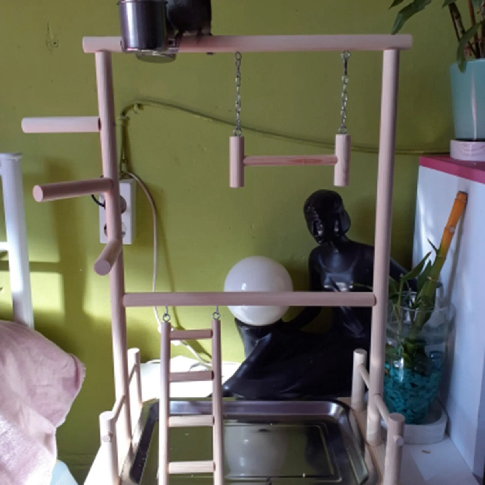 abbn-2x-parrots-playgroundnatural-wooden-parrot-perch-gym-play-stand-parakeet-ladders-with-feeder-cups